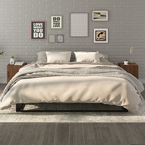 Gecheer Nachttische 2 STK. Braun Eichen-Optik Holzwerkstoff, Nachtschrank Nachtkonsole Nachtkommode Schlafzimmer Schrank Kommode/ 817320