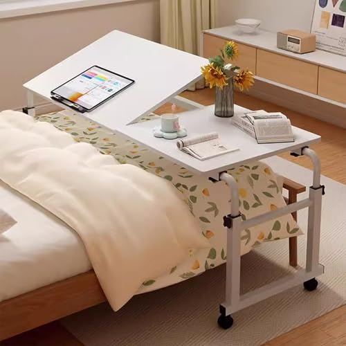 MJMLUCK Verstellbarer Betttisch mit Rädern, rollbarer Krankenhaustisch mit verstellbarem Neigungsständer
