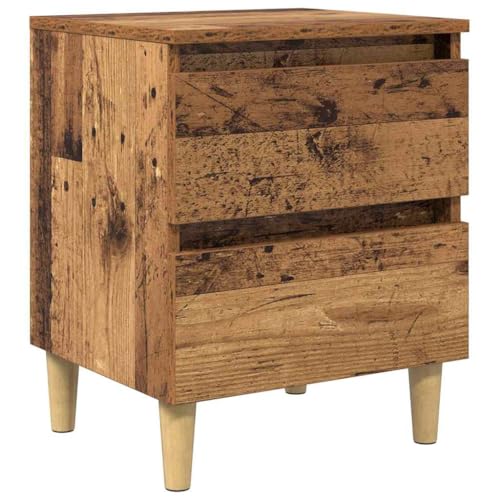 vidaXL Bettschrank Altholz 40 x 35 x 50 cm Holzwerkstoff, Rustikaler Industrie-Nachttisch, Schlafzimmer Tisch mit Schubladen, Langlebiger Nachttisch, Moderne funktionale Aufbewahrungslösung