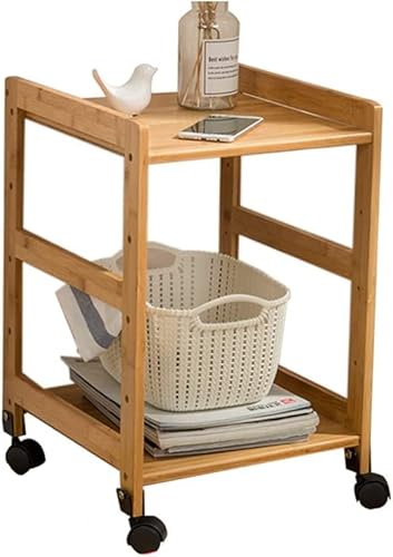 BOKNI Nachttisch mit Regal und 2 Schubladen, Vintage-Nachttisch aus Holz für Schlafzimmer, Beistelltisch, Konsolentisch, Shabby-Chic-Möbel für Wohnzimmer, Satztische (Größe: D)