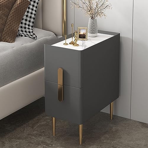 Schmaler Nachttisch mit 2 Schubladen, schlanker, moderner Nachttisch für kleine Räume, minimalistischer Sofatisch für Wohnzimmer, Schlafzimmer, Badezimmer, Balkon, kompaktes Design (Farbe: Schwarz