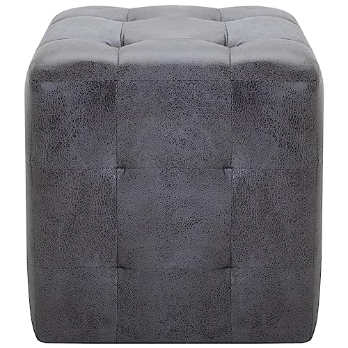 HEFZGDB Nachttische 2 STK. Grau 30x30x30 cm Wildleder-Optik Nachttisch Vintage Nachtkästchen Wohnzimmertisch Küchentisch für Gästezimmer Schlafzimmer Wohnzimmer Hotel