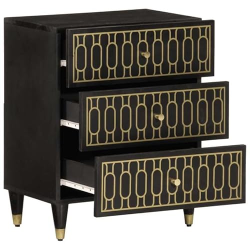 Eleganz Nachttisch aus Massivholz Mango 50x33x60 cm | Schlichter & Stabiler Beistelltisch für Schlafzimmer | Natürliche Holzoptik & langlebig | Perfekte Höhe für Bücher & Gläser