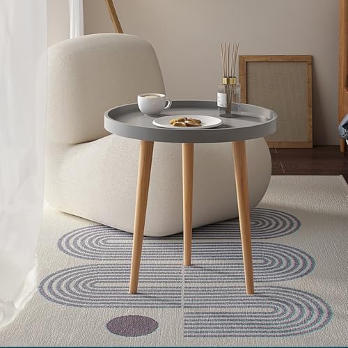 Moderner kleiner runder Akzenttisch mit 3 Beinen – Stylischer Nachttisch und Seitentisch für Wohnzimmer, Schlafzimmer, Büro – kompaktes graues PVC-Design (40,6 x 43,7 cm)
