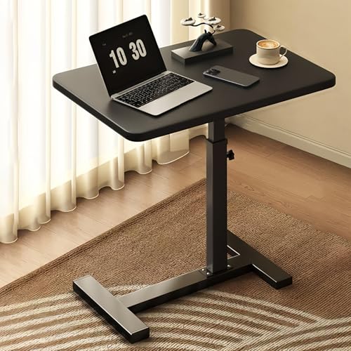 Höhenverstellbarer C-förmiger mobiler Nachttisch mit Rollen, vielseitiger Laptop-Schreibtisch für Schlafzimmer, Wohnzimmer, Büro & Krankenhaus (Schwarz)