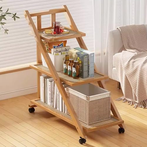 Couchtisch aus Holz, 3-stöckiger Mitteltisch, rollbarer Aufbewahrungswagen, robustes Bodenregal, vielseitiges graues Wohnzimmermöbel für maximale Eleganz und Stil