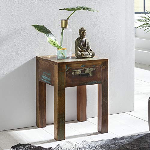 KADIMA DESIGN Nachttisch Diana, Shabby Chic, Mango-Holz, 40x40x55 cm - Einzigartig & Praktisch