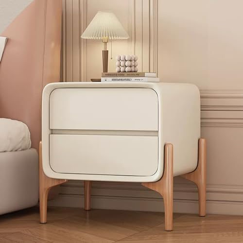 Generisch Moderner Nachttisch mit Schublade aus Massivholz, Stabiler Nachttisch, Bezug aus Superfaser-Leder, langlebiger Beistelltisch für Schlafzimmer, Wohnzimmer, Büro (50 x 40 x 50 cm)