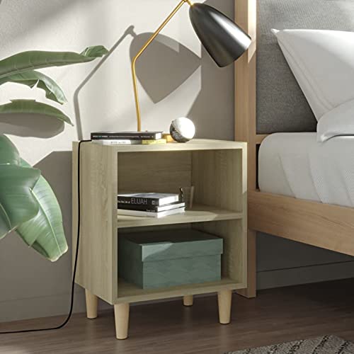 Xichuzi Nachttisch, Nachtschrank, Nachtkästchen, Nachtkommode, Bedside Table, Nacht Tisch, mit Massivholz-Beinen Sonoma-Eiche 40x30x50cm