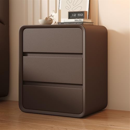 Nachttisch mit 3 Schubladen, 55 cm Höhe, Nachttisch, Möbel-Beistelltisch, Nachttisch aus Mikrofaser-Leder und Holzrahmen, for Schlafzimmer, Wohnzimmer, Eingangsbereich, Wohnheim(Orange,19.7x15.7 x21.7i