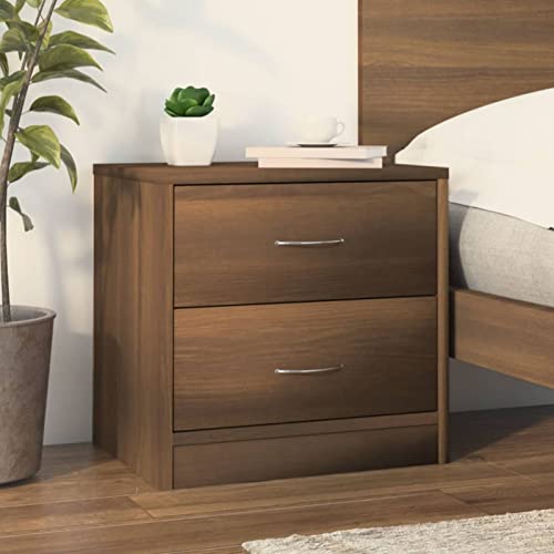 Fasba Nachttisch Braun Eichen-Optik 40x30x40 cm Holzwerkstoff, Beistelltisch mit viel Stauraum, Nachtschrank, Nachtkommode, Nachtkonsole/ 815409