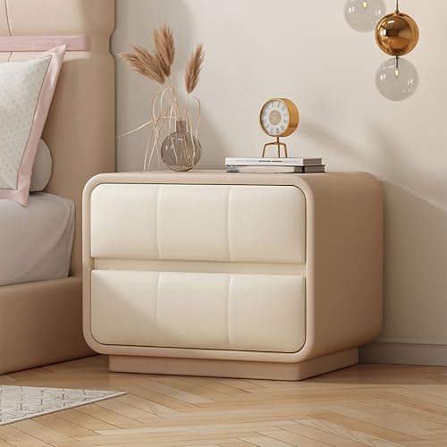 Nachttisch mit 2 Schubladen, Mikrofaser-Leder-Oberflä che, Nachttisch, Aufbewahrungsschrank für Wohnzimmer, Schlafzimmer, Schlafsaal, Beistelltisch (50 x 40 x 50 cm)