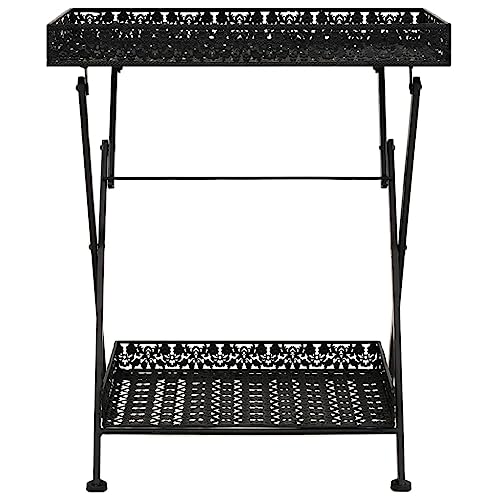 Genérico Wenjingqi 245941 Couchtisch, klappbar, Stil, Metall, 58 x 35 x 72 cm, Schwarz, Schwarz