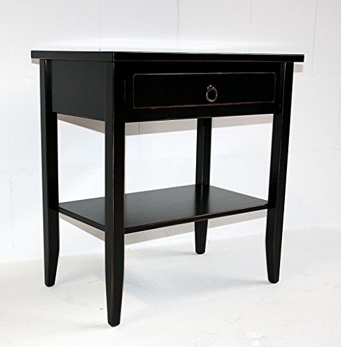 Massivholz Nachtschrank mit Ablage schwarz antik Vintage Pappel massiv Shabby-Chic Massivholz Nachtschrank mit Ablage schwarz antik Vintage Pappel massiv Shabby-Chic
