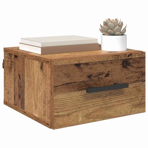 Tomostar Nachttisch, Wandmontage, Nachttisch, Nachttisch, Nachttisch, antikes Holz, 35 x 35 x 20 cm, Holz