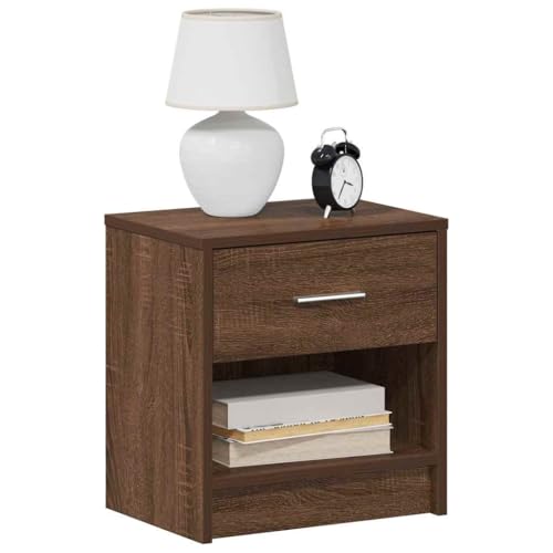 Fasba Nachttisch mit Schublade Eichen-Optik 39x28x41 cm, Beistelltisch mit viel Stauraum, Nachtschrank, Nachtkommode, Nachtkonsole