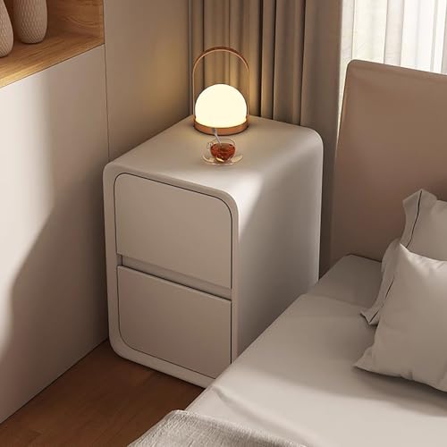 DGDHHSFJDJ Mid Century Modern Hoher Nachttisch mit Schubladen Mikrofaser Leder Finish Holz Nachttisch für Band Wohnzimmer