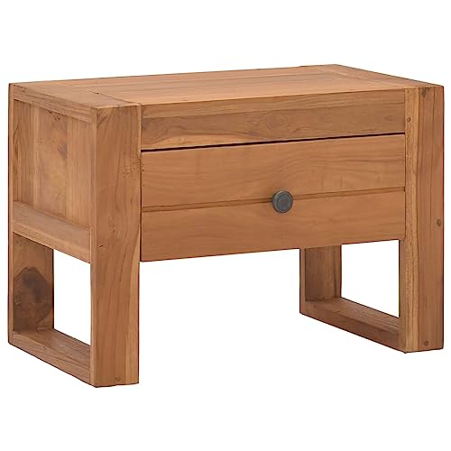 vidaXL Teak Massiv Nachttisch mit 1 Schublade Kolonialstil Nachtschrank Nachtkonsole Nachtkommode Schlafzimmer Kommode Schrank 50x30x35cm