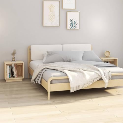 KATERYY Nachttische 2 STK. 40x30x40 cm Massivholz Kiefer,Nachttische aus Kiefernholz Moderne Beistelltische mit Stauraum für Wohnzimmer und Schlafzimmer Schlafzimmer, Nachttische