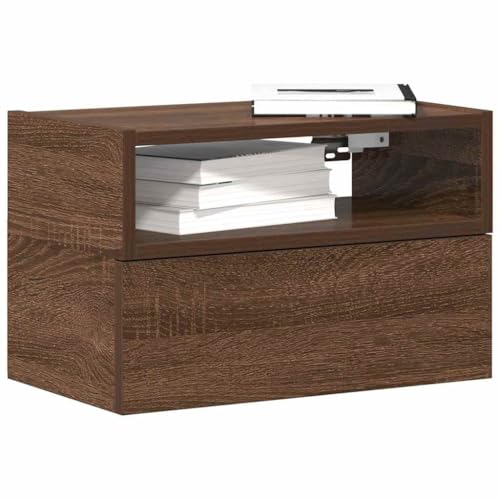 Youuihom Wand-Nachttisch Braun Eichen-Optik 45x26x28,5 cm Night Table Nachttische Nachtschrank Nachtkästchen für Bad Jugendzimmer Wohnzimmer Schlafzimmer
