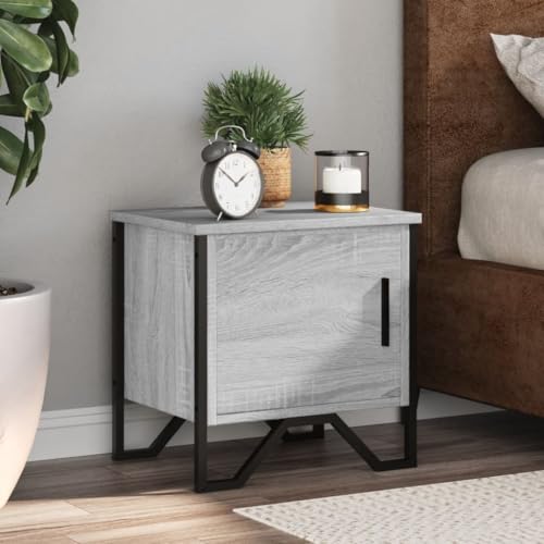 Fasba Nachttische 2 STK. Grau Sonoma 40x30x40 cm Holzwerkstoff, Beistelltisch mit viel Stauraum, Nachtschrank, Nachtkommode, Nachtkonsole/ 848521