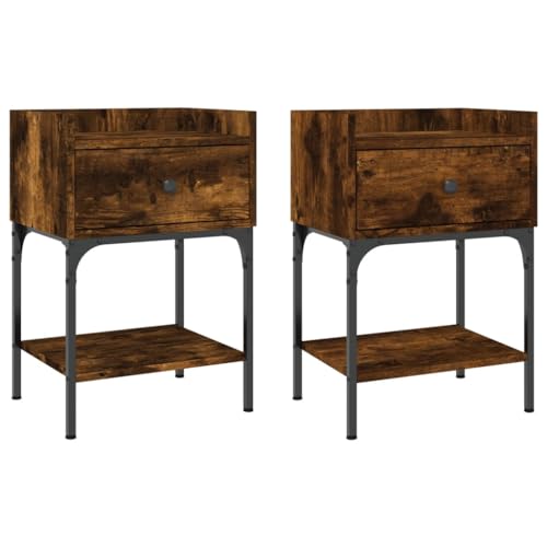 Genérico wenjingqi 825898 Nachttisch, 2 Stück, Holz, Eiche rauchfarben, 40,5 x 31 x 60 cm