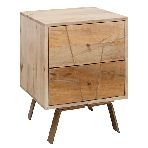 KADIMA DESIGN Nachtkonsole SIKAR 40x56x40cm Mango Massivholz Nachtschrank Hoch | Landhaus Nachtkommode Boxspringbett | Nachttisch Schubladen | Nachtkästchen Nachttischschrank Holz |