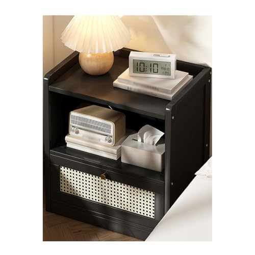 Zxarunas Rattan -Nachttisch -Nacht -Aufbewahrungsartefakt Multifunktionaler Lagerschrank geeignet für das Wohnzimmer und das Lernen im Schlafzimmer geeignet