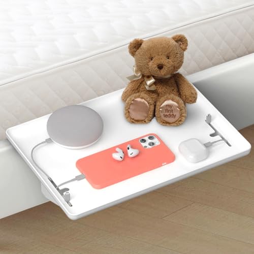 Nachttischregal, Bettablage, Clip-On-Nachttisch, Nachttisch zum Anklemmen, Nachttischs zum Einhängen, Regal für Hochbett, Beistelltisch mit Kabelmanagement, 32cm x 23.3cm x 5.3cm, Platzsparend