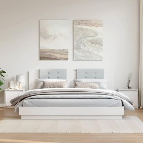 CongVVFV Massivholz Nachttisch Kiefer Weiß 40x30,5x40 cm 2 Stück, Stauraum Beistelltisch mit Holzmaserung für Wohnzimmer Schlafzimmer, Dekorativ Praktisch