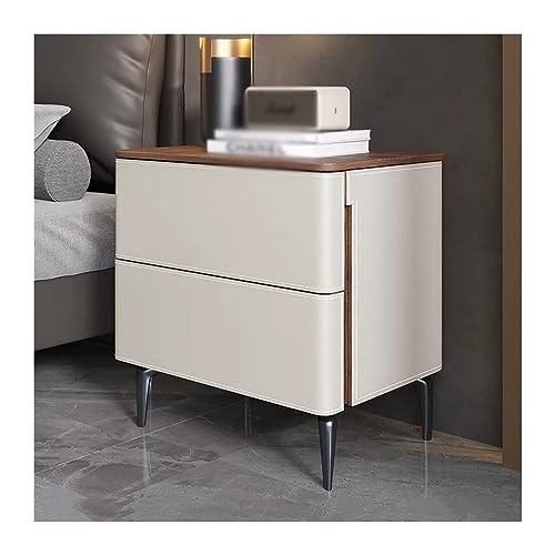 Nachttisch, einfacher Nachttisch, Nachttisch aus Massivholz, Nachttisch mit Stauraum, massives Leder, hoher Schrank mit Zwei Schubladen, Nachttischmöbel für Zuhause, Schlafzimmer, Nachttisch
