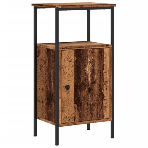 Nachttisch Altholz-Optik 41x31x80 cm aus Holzwerkstoff & Metall - Perfekt für Schlafzimmer & kleine Räume - Stilvoll & langlebig