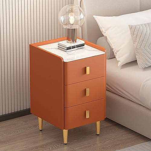 Minimalistischer schmaler Kunstleder Platte Steinplatte, Orange, 40 x 40 x 60 cm