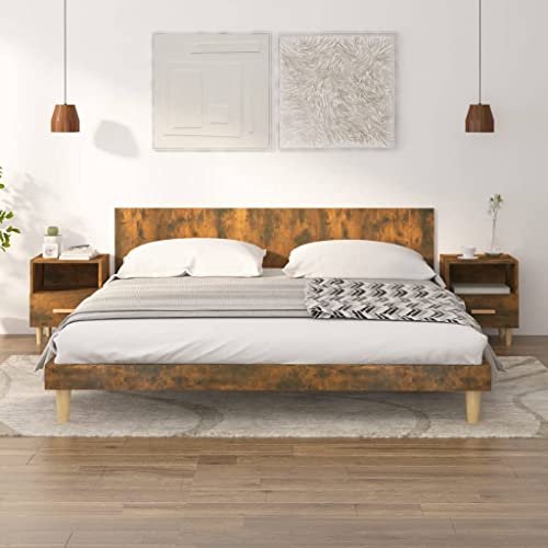 KATERYY Nachttische 2 STK. Räuchereiche 40x35x47 cm,Skandinavische Nachttische im 2erSet aus hochwertigem Holzwerkstoff mit Stauraum in Räuchereiche Schlafzimmer, Nachttische