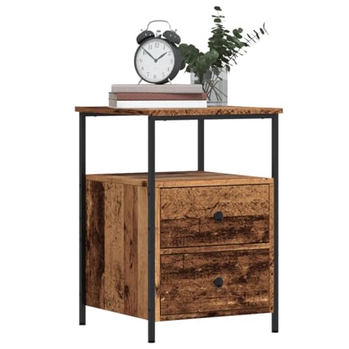 Rantry Nachttisch aus antikem Holz, 34 x 35,5 x 50 cm, aus mehrschichtigem Holz, Sideboard, Bodenschrank, Büromöbel, Nachttisch für Schlafzimmer, Möbel