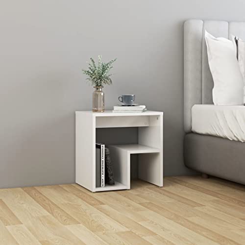 WSJHUHK Möbel, Tische, Nachttische, Bettschrank, Hochglanz-Weiß, 40 x 30 x 40 cm, Holzwerkstoff