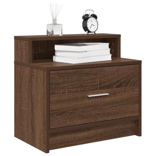 Fasba Nachttische Schublade 2 STK. Eichen Optik 51x31x47 cm, Beistelltisch viel Stauraum, Nachtschrank, Nachtkommode, Nachtkonsole