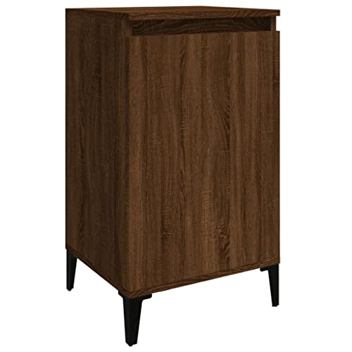 Eleganz Nachttisch Braun Eichen-Optik 40x35x70 cm aus Holzwerkstoff & Metall - Moderner Beistelltisch für Schlafzimmer, Kompakt & Stilvoll