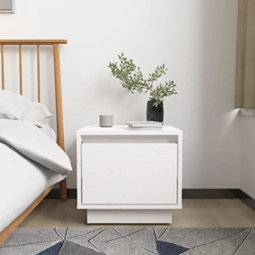 Nachttisch Weiß Bedside Table kommode mit schubladen for Zimmer Schlafzimmer 35x34x32 cm Massivholz Kiefer