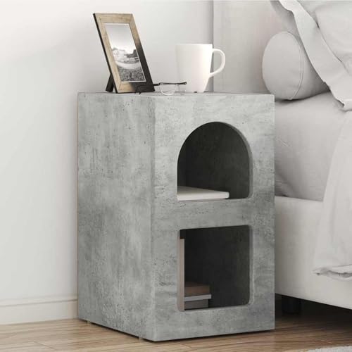 Gecheer Nachttisch 2 pcs Beton Grau 29,5 x 35 x 50 cm Holzwerkstoff, Nachtkästchen Beistelltisch für Schlafzimmer Gästezimmer Wohnheim891231