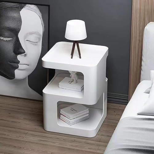HADECOLL Nachttisch, Schmal, Minimalistisch, Moderner Offener Stauraum, Beistelltisch, Nachttisch, Nachttisch Aus Schwarzem Eisen, Nachttischschrank, Nachttischmöbel, Beistelltische, B40 cm (16 Zoll)