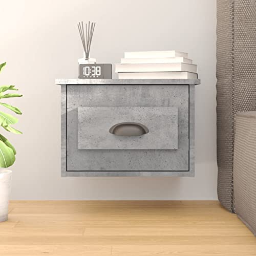 Generisch Moderner Nachttischschrank für Schlafzimmer, Wandmontage, Betongrau, 41,5 x 36 x 28 cm