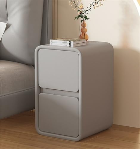 Generisch Nachttisch mit 2 Schubladen, Mikrofaser-Leder, Holzrahmen, Sofa-Beistelltisch für Schlafzimmer und Wohnzimmer, 11.8x15.7x19.7in