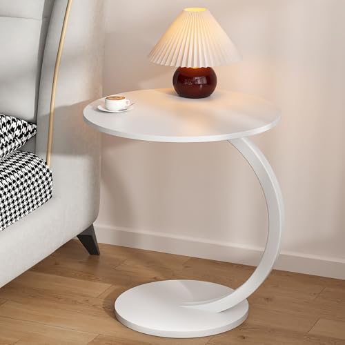 Beistelltisch in C-Form – runder Vintage-Beistelltisch für Büro und Laptop – robuste, stilvolle Möbel für moderne Wohnräume