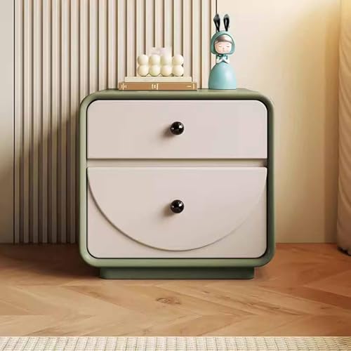 TOTLAC Nachttisch aus Massivholz, Schlichter, moderner Nachttisch mit 2 Schubladen, Nachttischschrank für das Schlafzimmer zu Hause, Keine Installation erforderlich