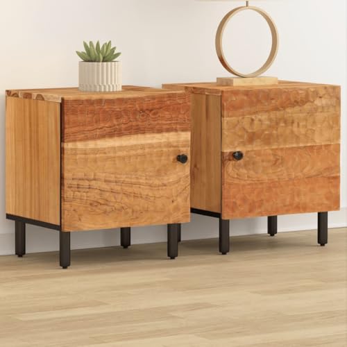 Xichuzi Nachttische 2 STK. 40x33x46 cm Massivholz Akazie, Nachtschrank, Nachtkästchen, Bedside Table, Nachtkommode, Nightstand, Nachttischschrank, Nachtkonsole - 356852
