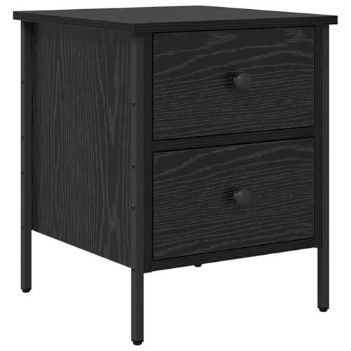 Genérico Wenjingqi 871248 Nachtschrank aus Eiche, Schwarz, 40 x 42 x 50 cm