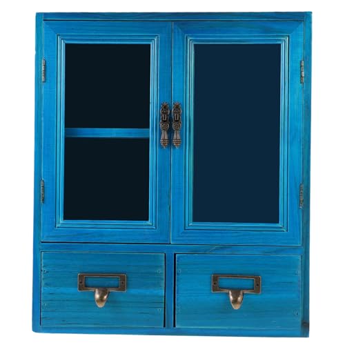 Nachttisch aus Holz im Vintage-Stil, Doppeltür-Wandschrank mit mehreren Fächern für Schlafzimmer, stilvolle Arbeitsplatte, ordentliches und funktionales Design