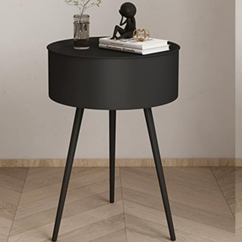 Nachttisch, moderner Nachttisch aus cremefarbenem Eisen – stilvoller runder Aufbewahrungsschrank, kreatives, schlichtes Design, vielseitiger Nachttisch, perfekt für die Dekoration und Organi