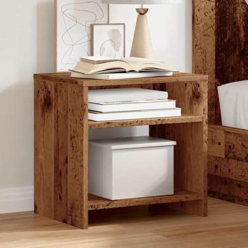 Qnhdfrt Nachttisch Altholz-Optik Holzwerkstoff 40x30x40 cm mit 2 Fächern Industrie Design Kommode für Schlafzimmer Wohnzimmer